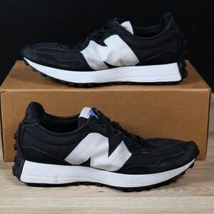 New Balance 327 Shoes Mens Size 9.5 Black White Suede Running Sneakers MS327CPG